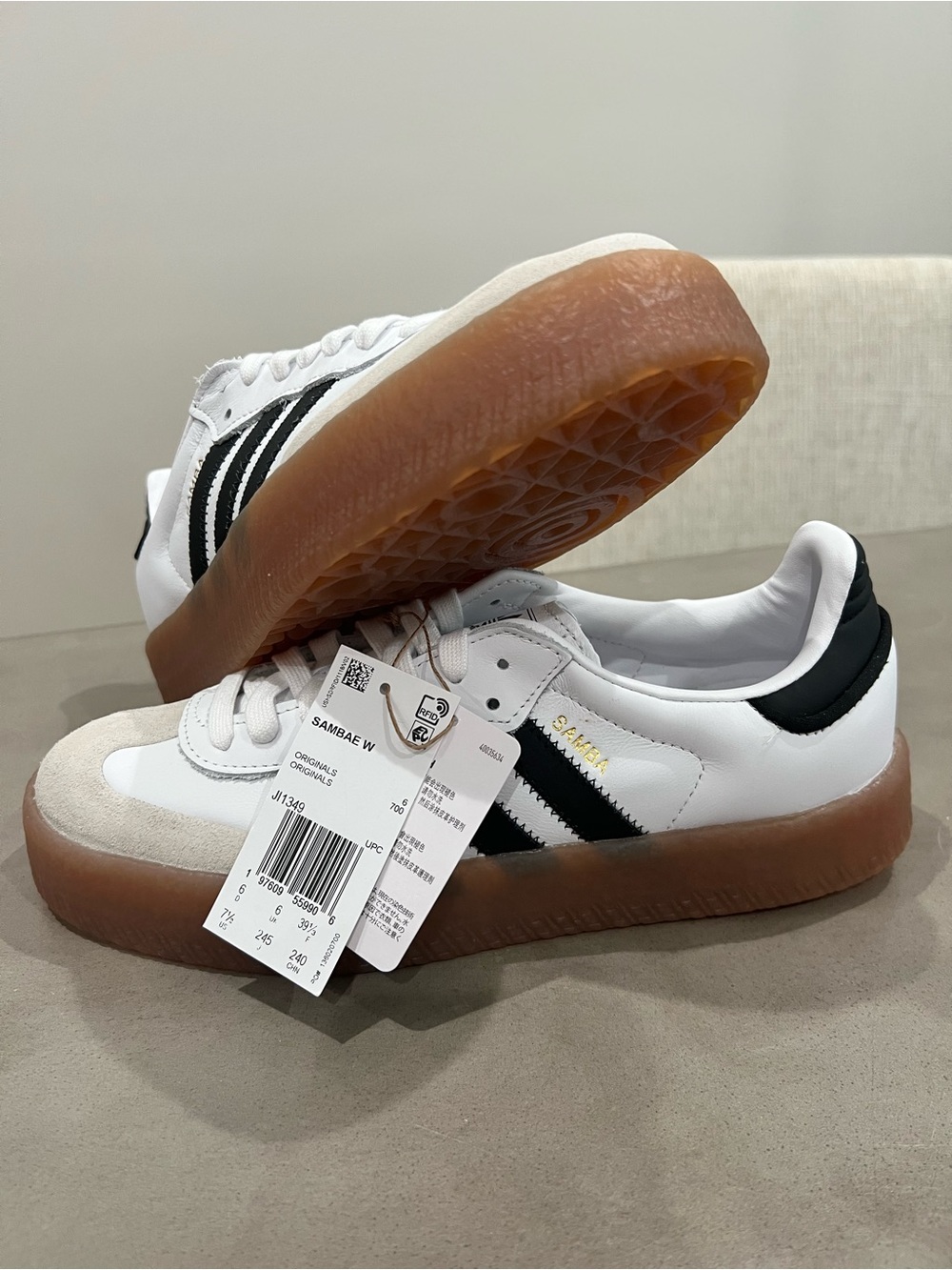 Adidas Originals Sambae W Platform White Black Gold - Women’s 7.5
